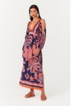 Vestido Longo Recortes Estampa Barne