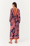 Vestido Longo Recortes Estampa Barne