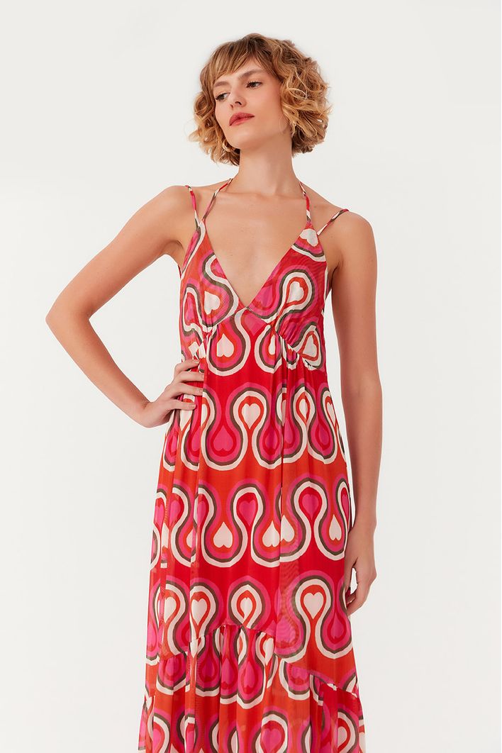 Vestido Mullet Tule Estampa Paixão
