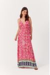 Vestido Longo Laço Lurex Estampa Maya
