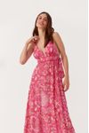 Vestido Longo Laço Lurex Estampa Maya