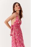 Vestido Longo Laço Lurex Estampa Maya