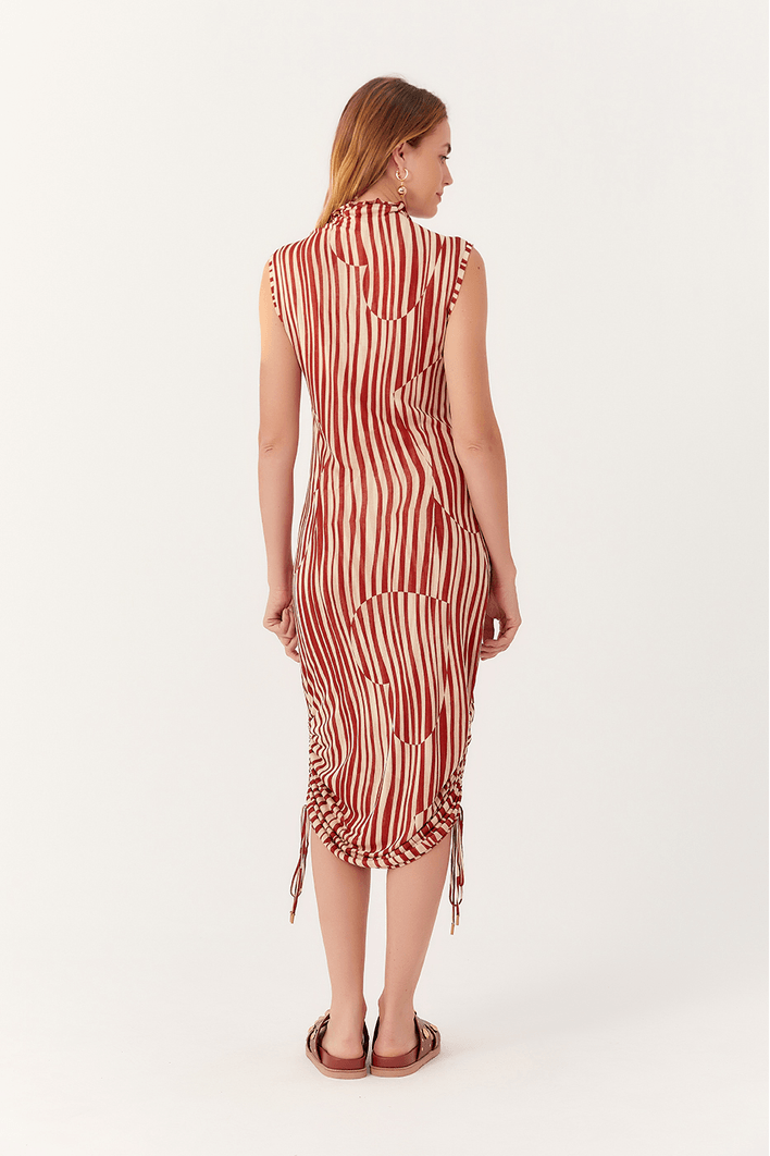 Vestido Franzido Estampa Pulsar