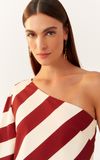 Vestido Linho Estampa Diagonal