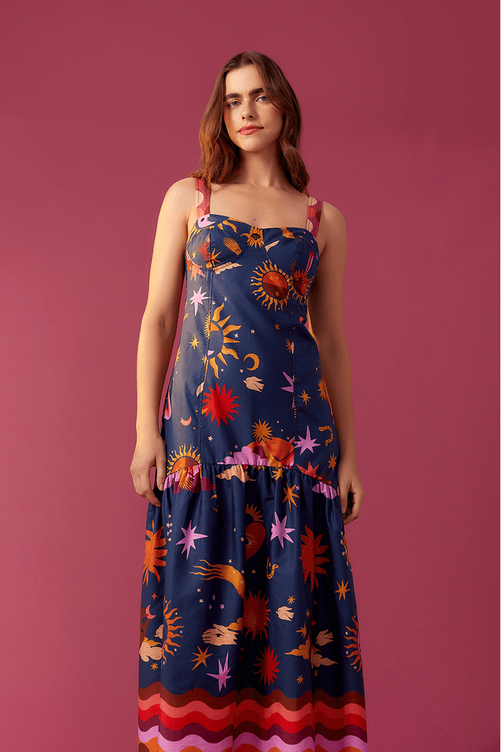 Vestido Cropped Estampa Viajantes