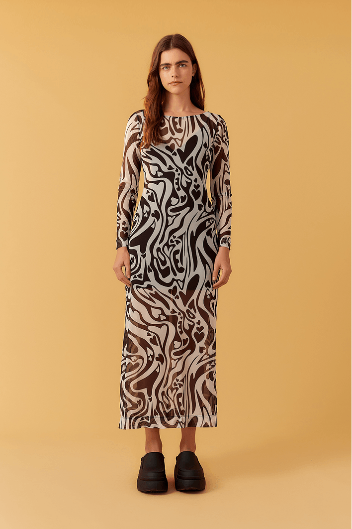 Vestido Cropped Tule Estampa Love Core