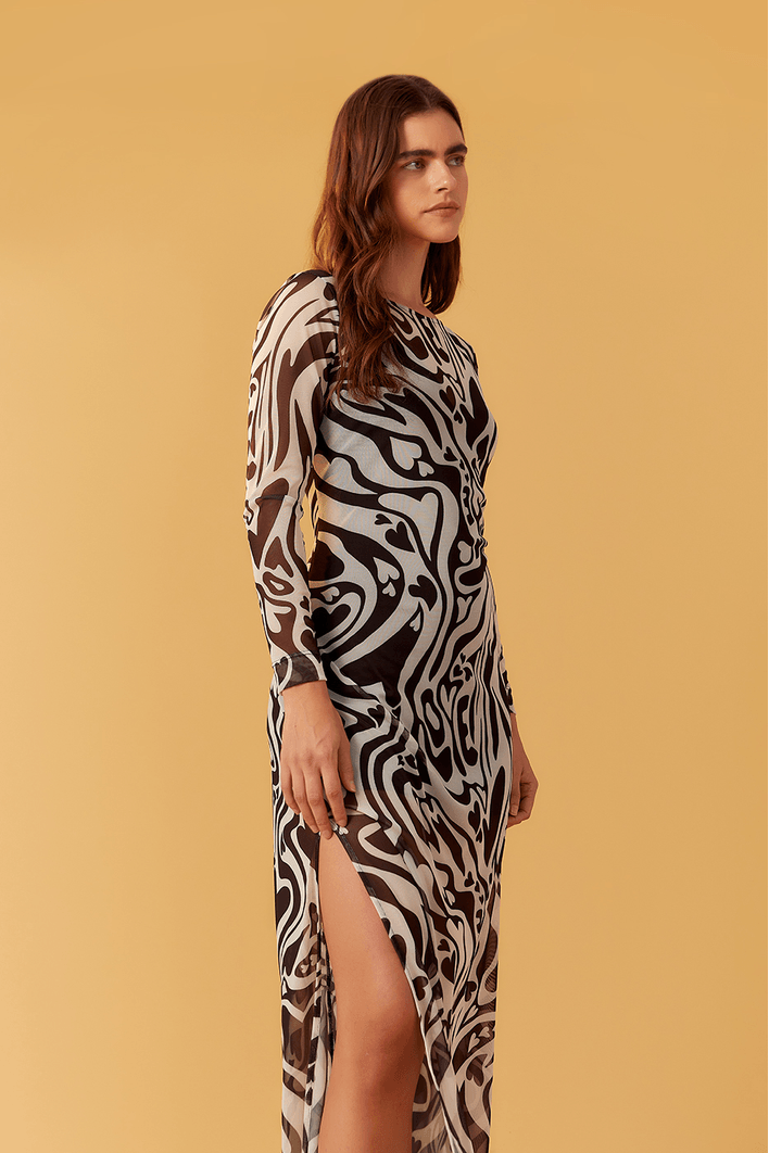 Vestido Cropped Tule Estampa Love Core