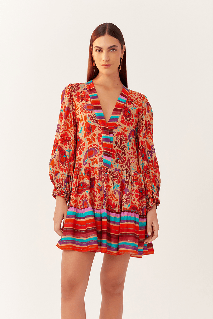 Vestido Lurex Estampa Mantra Mix