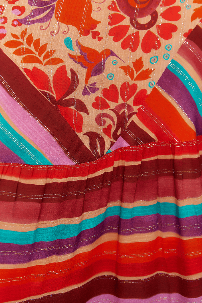 Vestido Longo Lurex Estampa Mantra Mix
