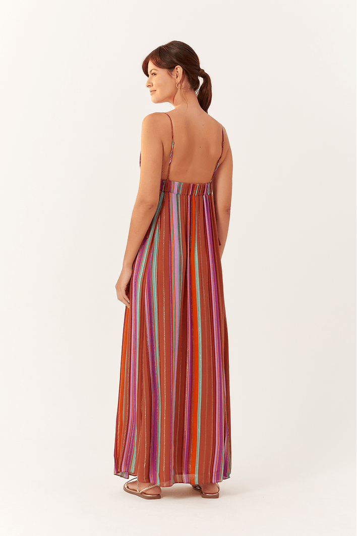 Vestido Longo Lurex Nó Estampa Nostalgia