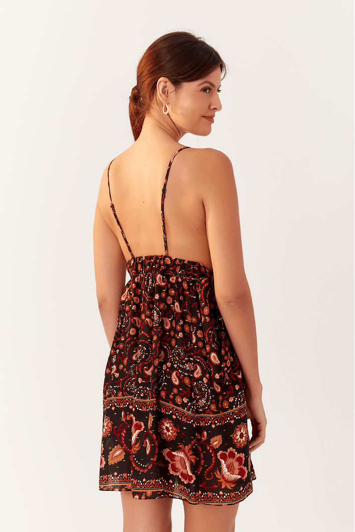 Vestido Lurex Amarração Estampa Balai