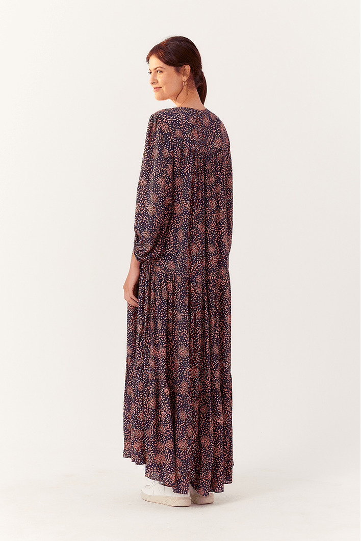 Vestido Midi Mangão Estampa Recanto