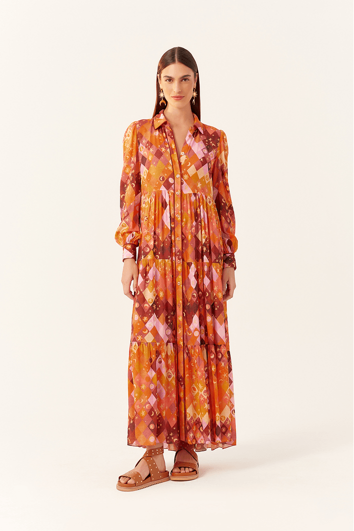 Vestido Chemise Estampa Luna