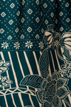 Vestido Longo Cetim Nó Estampa Batik
