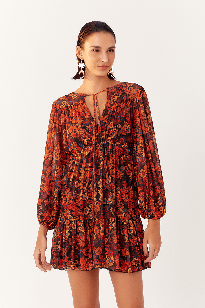 Vestido Curto Tule Estampa Bem Querer