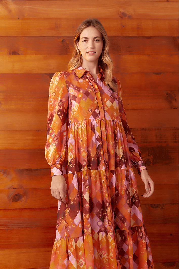 Vestido Chemise Estampa Luna