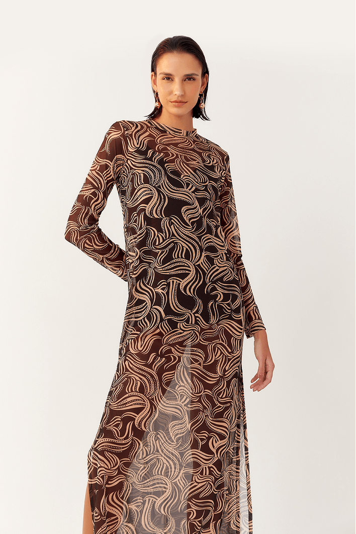 Vestido Tule Estampa Lenda
