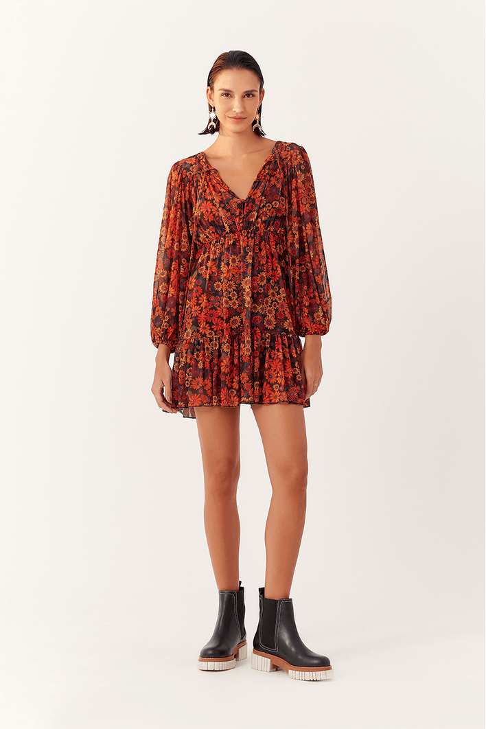 Vestido Curto Tule Estampa Bem Querer
