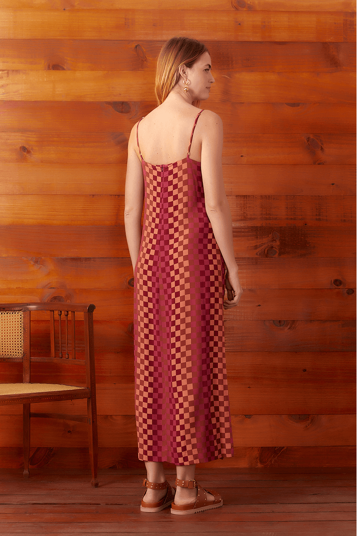 Vestido Cropped Fenda Estampa Caminho