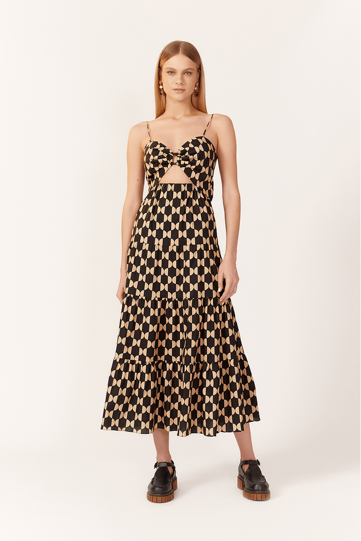 Vestido Cropped Tricoline Estampa Geo