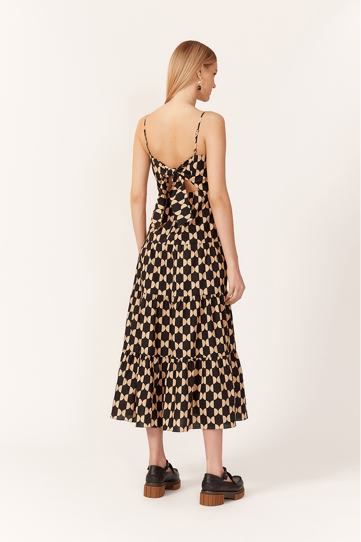 Vestido Cropped Tricoline Estampa Geo