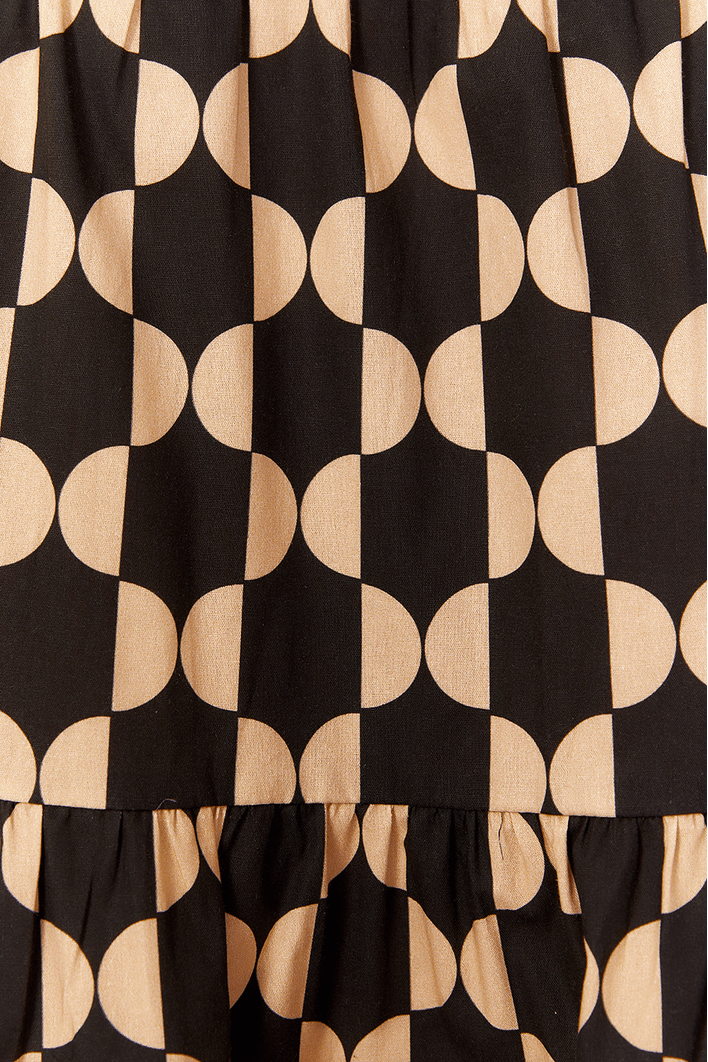 Vestido Cropped Tricoline Estampa Geo