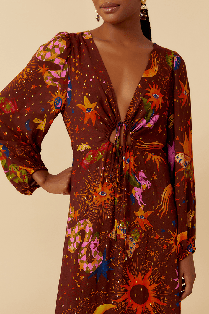 Vestido Cropped Lurex Estampa Fantástica