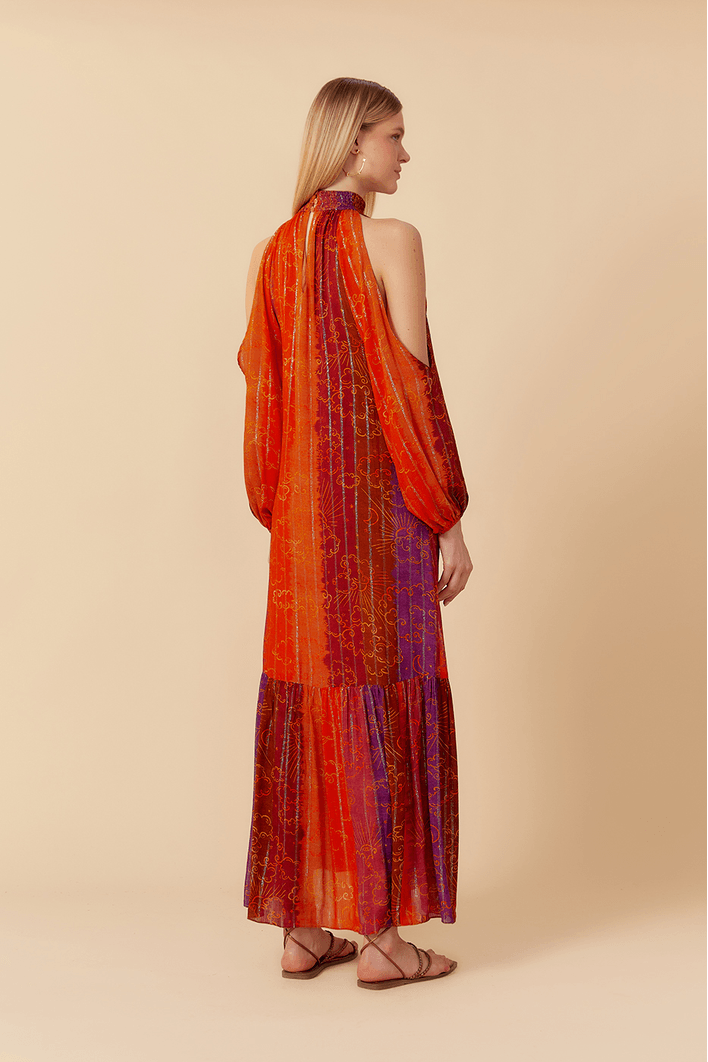 Vestido Longo Lurex Estampa Nubis