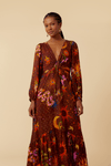 Vestido Cropped Lurex Estampa Fantástica
