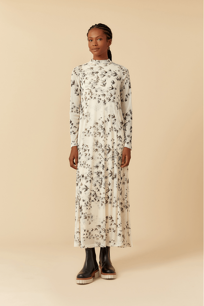 Vestido Tule Estampa Revoada