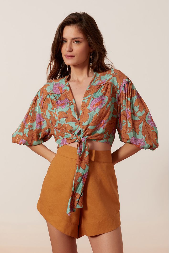 Blusa Lurex Estampa Art Nouveau