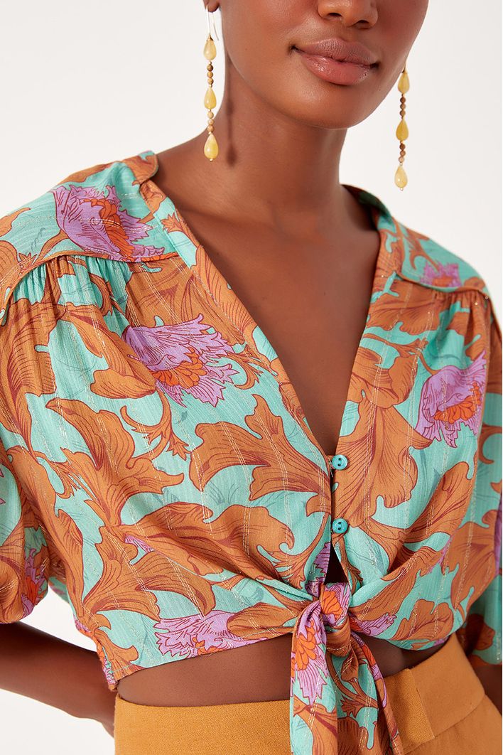 Blusa Lurex Estampa Art Nouveau