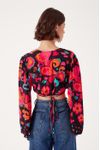 Blusa Manga Ampla Estampa Happy