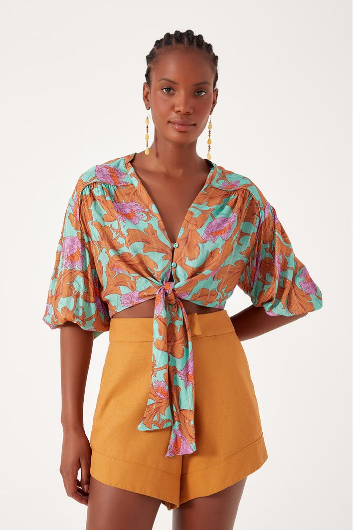Blusa Lurex Estampa Art Nouveau