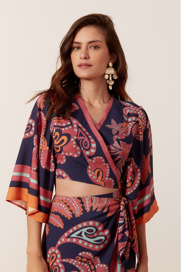 Blusa Kimono Estampa Barne