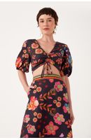 Blusa Cropped Algodão Estampa Saudade