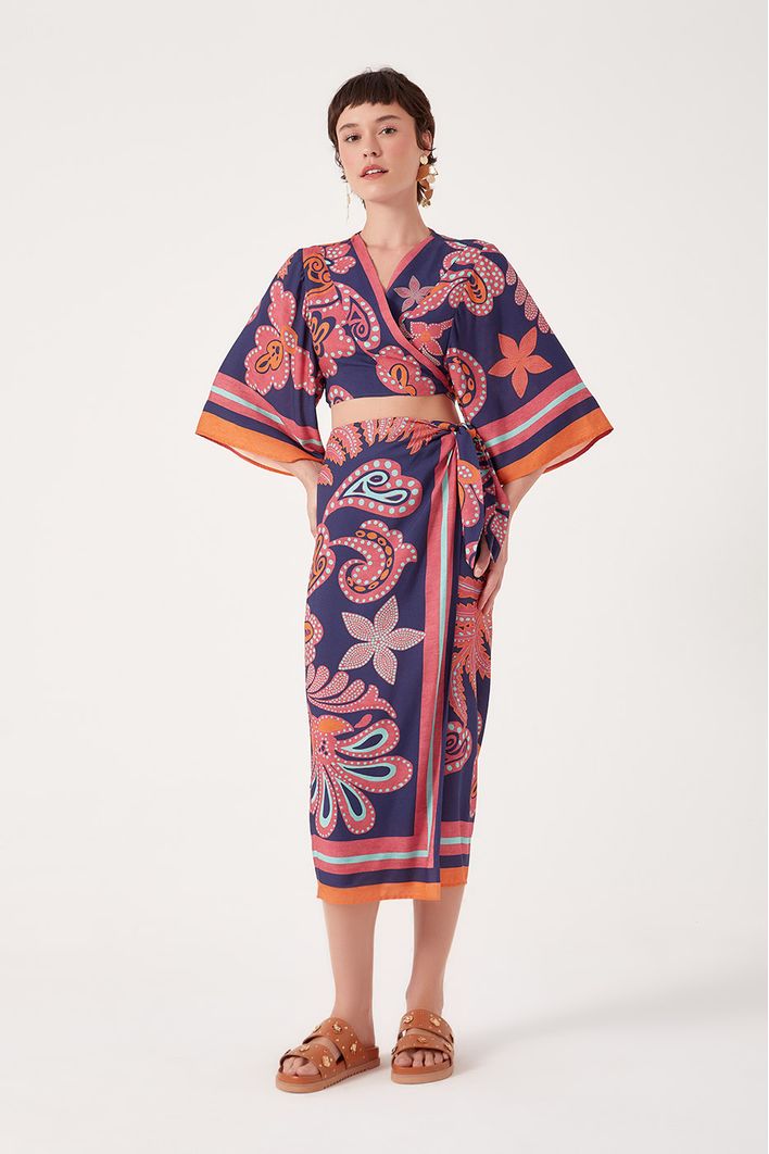 Blusa Kimono Estampa Barne