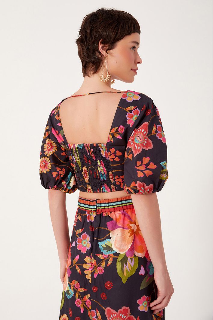 Blusa Cropped Algodão Estampa Saudade