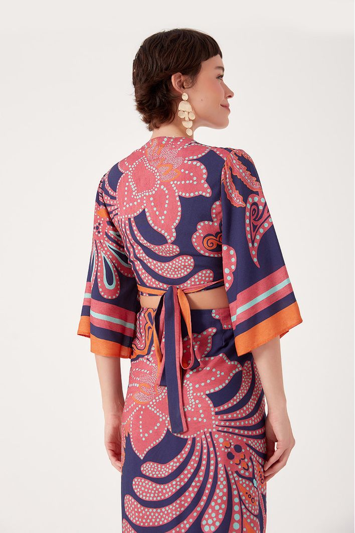 Blusa Kimono Estampa Barne