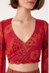 Blusa Transpassada Tule Estampa Retrô