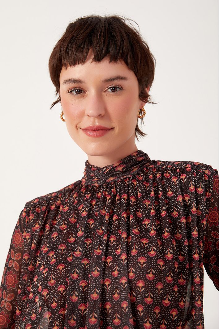 Blusa Tule Estampa Refúgio 3 Em 1