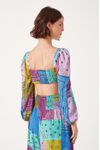 Cropped Lastex Estampa Patch Bandana