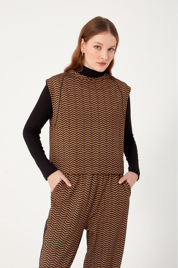 Cropped Moletom Estampa Zig Zag