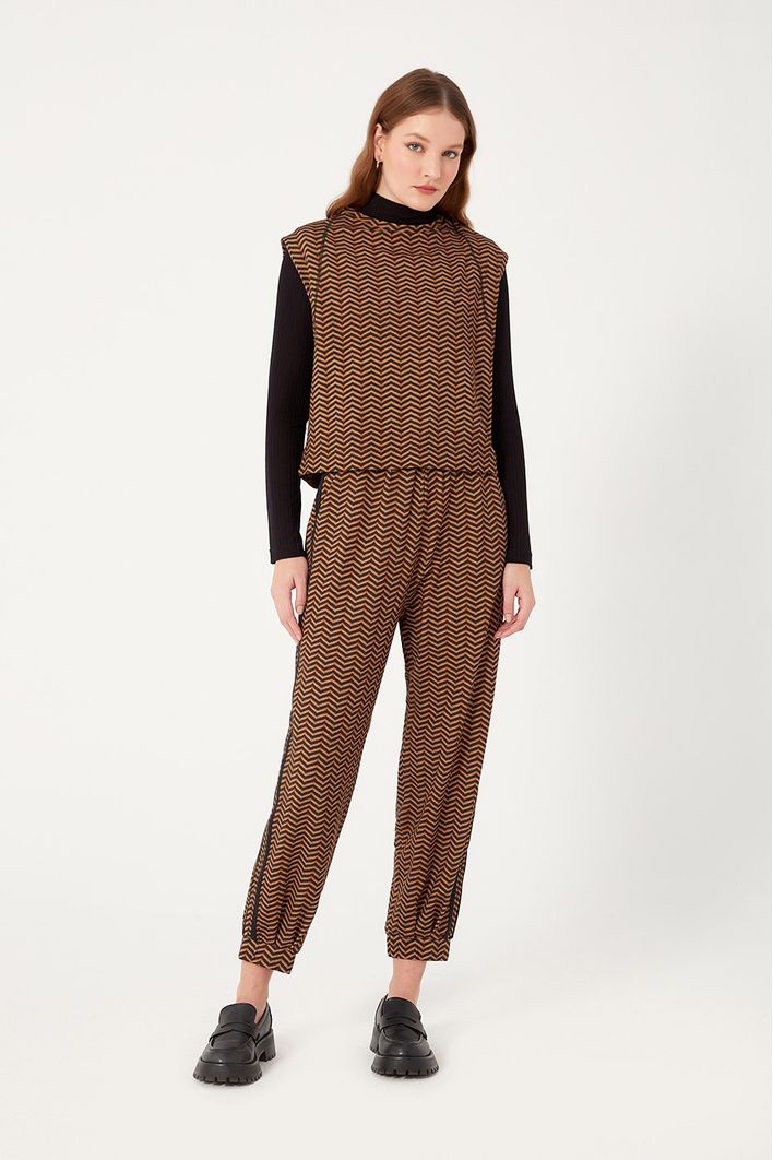 Cropped Moletom Estampa Zig Zag