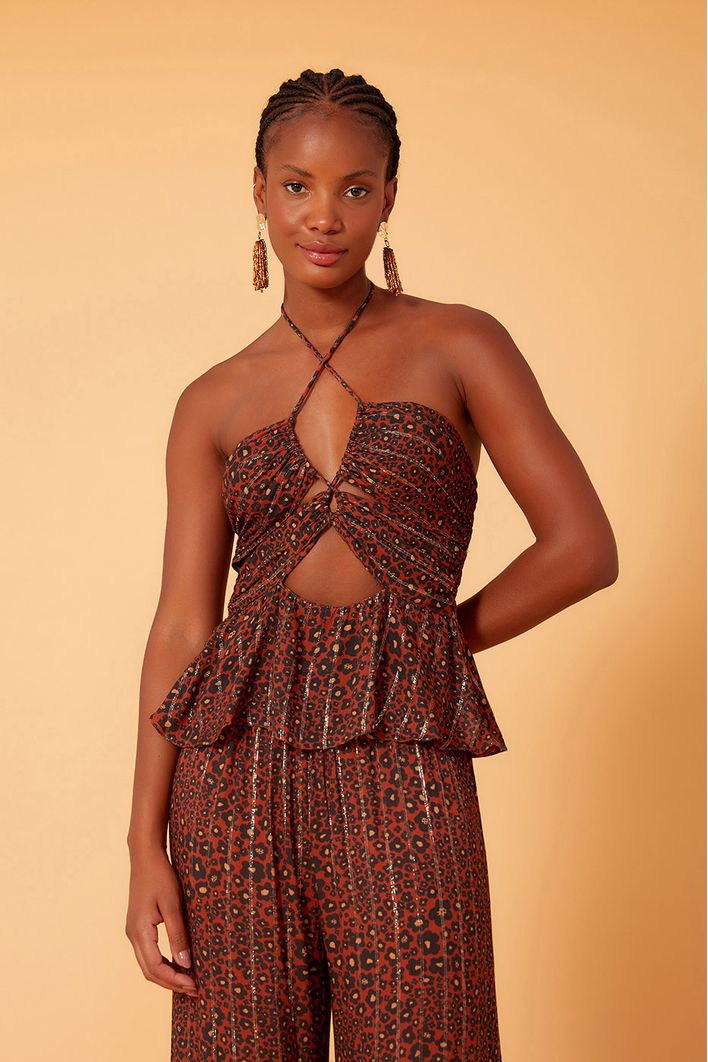 Blusa Lurex Estampa Nina