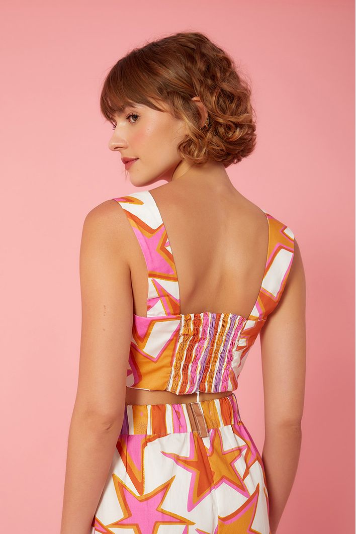 Cropped Corselet Estampa Astro