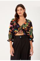 Blusa Lurex Estampa Floresta Mágica