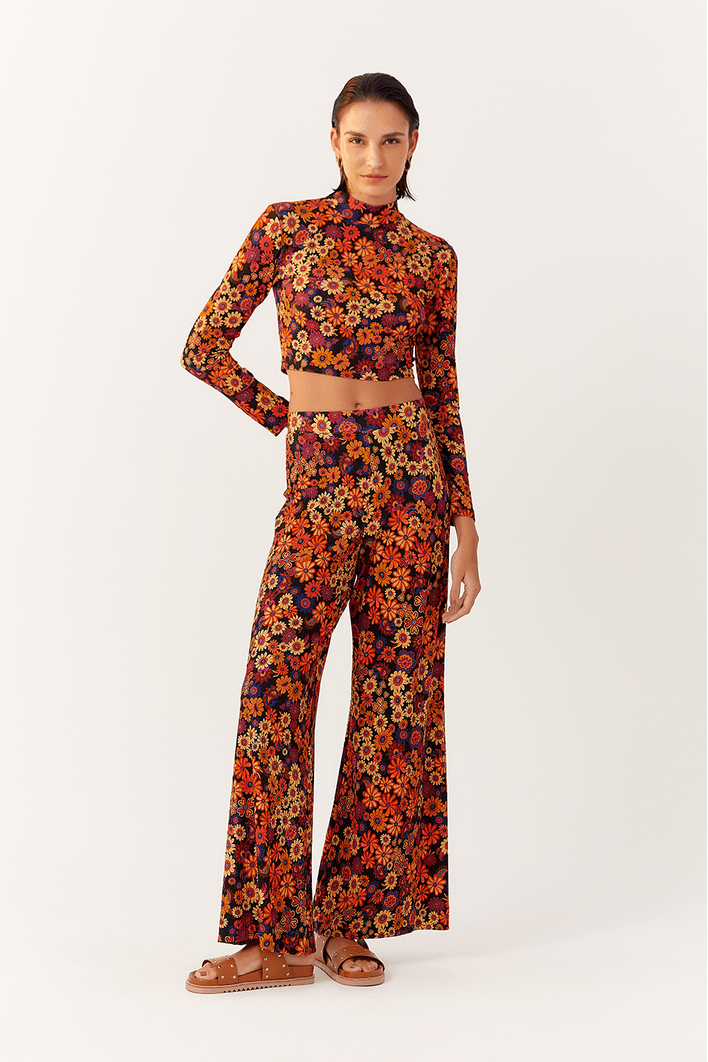Cropped Gola Roulê Estampa Bem Querer