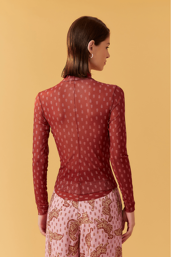Blusa Segunda Pele Tule Estampa Zuma