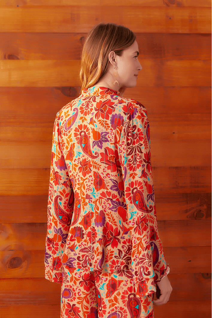 Blusa Lurex Estampa Mantra